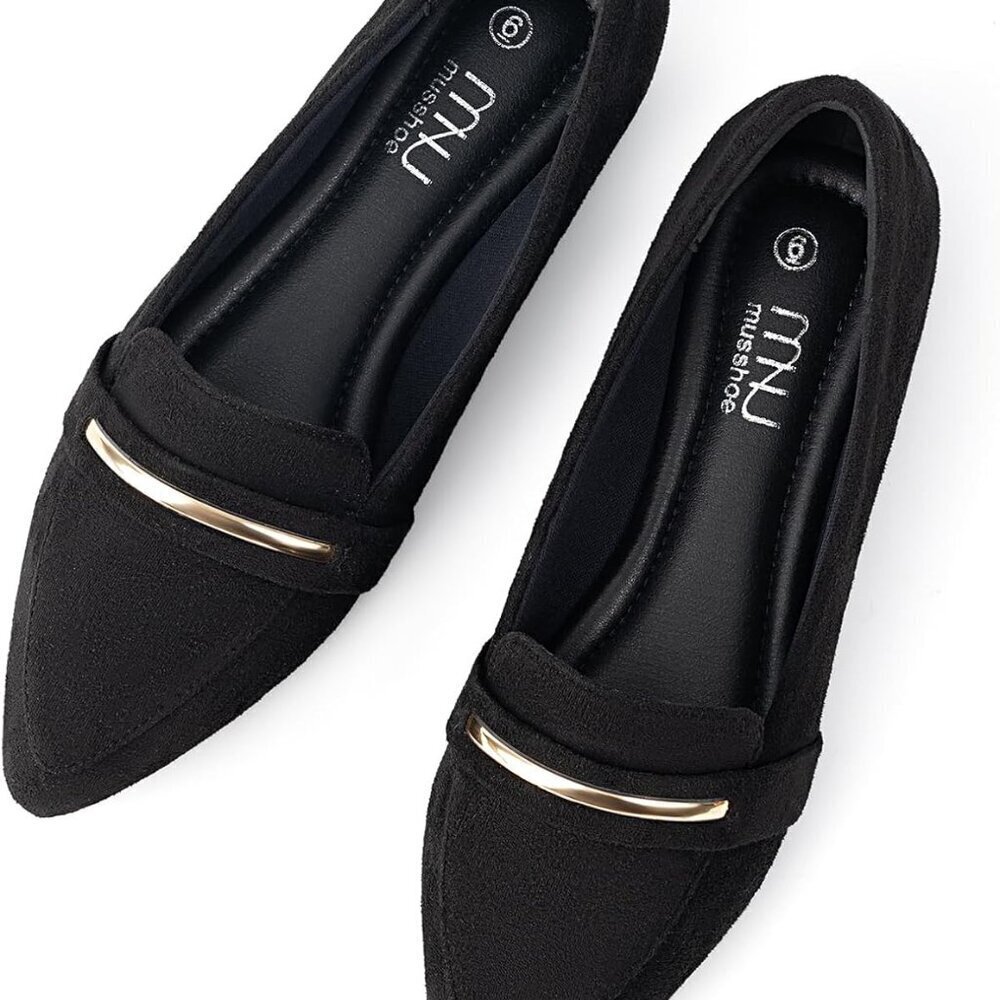Women's Suede Flats Size 8 Pointed Toe Loafers Slip-On Comfortable Shoes
